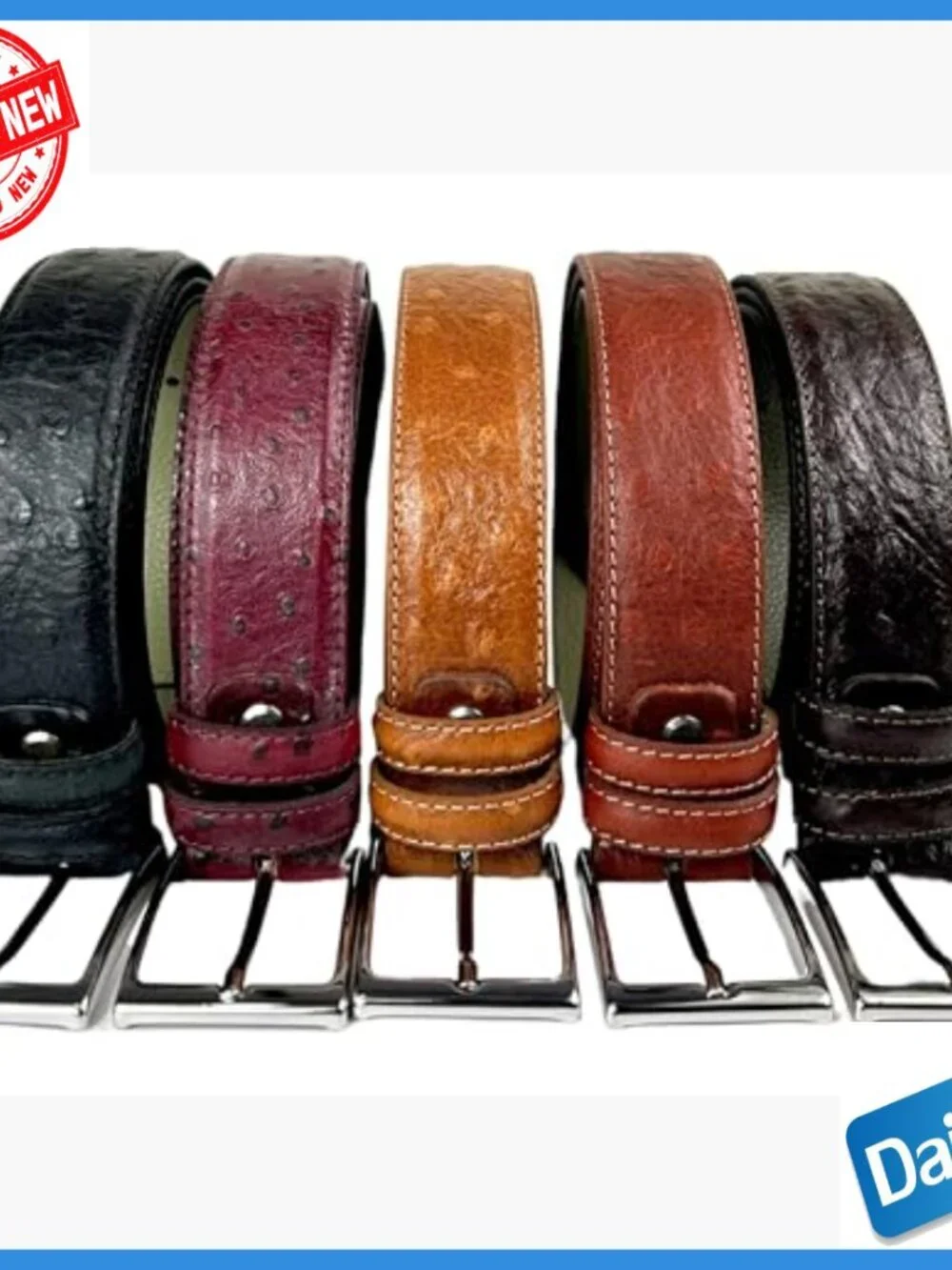 Italian Ostrich Leather Belt for Men, Dress Style, 44